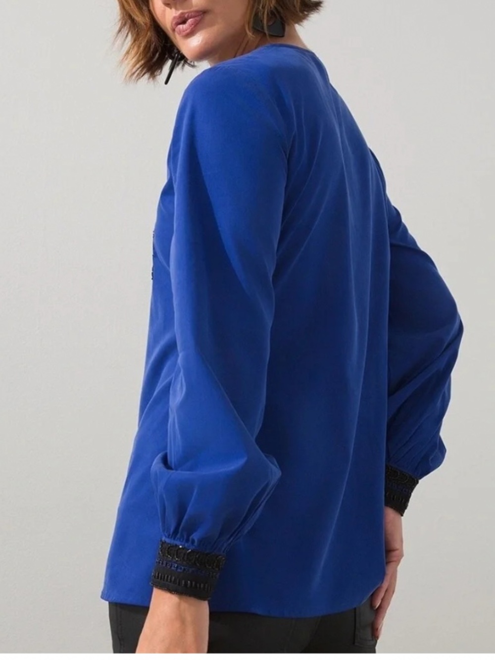 Chico’s Embellished Colorclock Top in Cobalt Combo Sz M EUC $109R - Picture 4 of 13